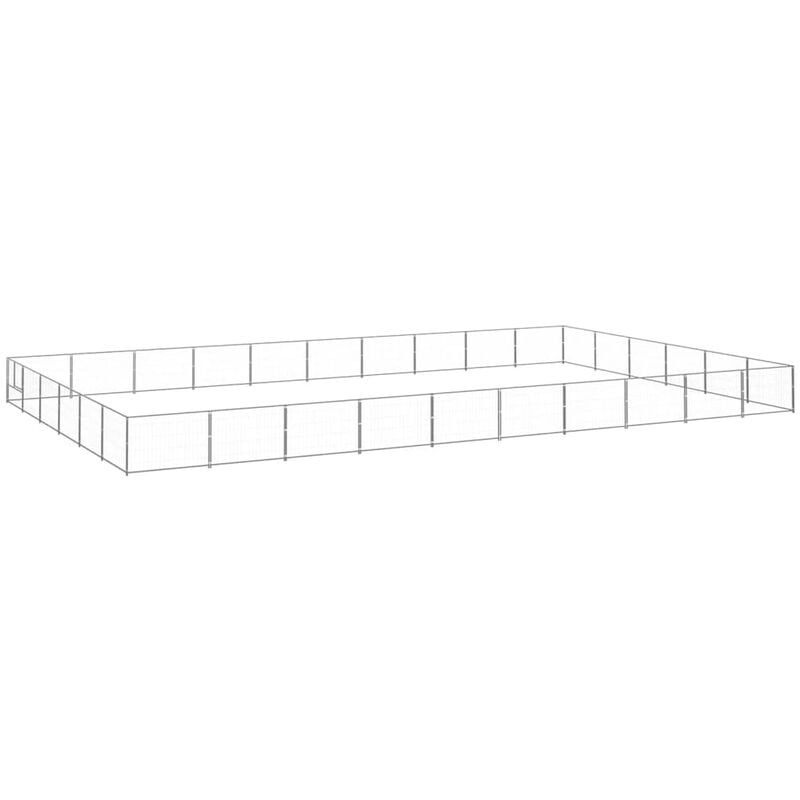 

vidaXL Perrera plateada 60 m² acero - Plateado