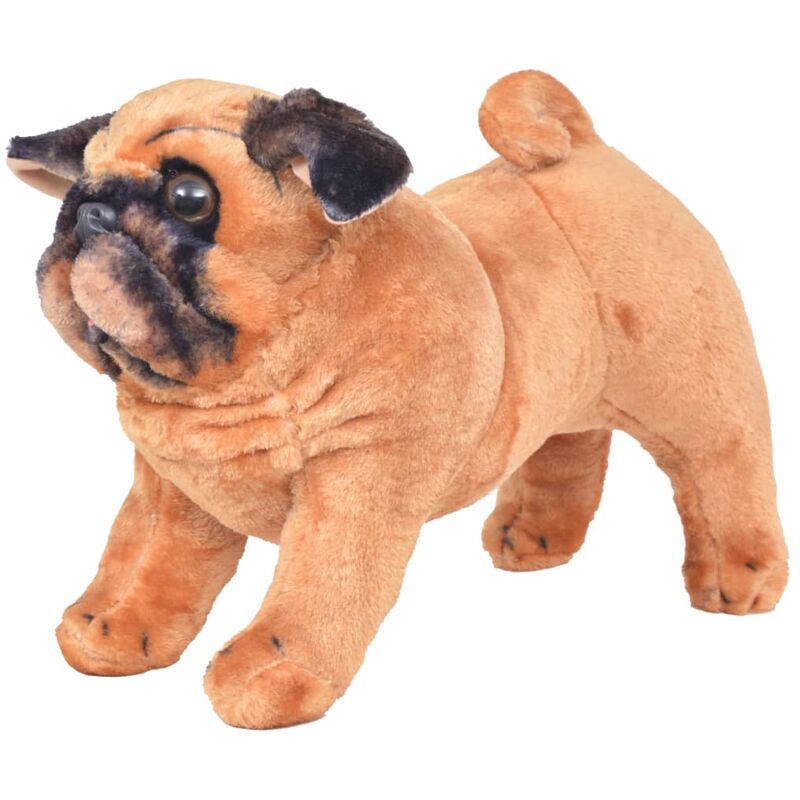 

vidaXL Perro carlino de peluche de pie marrón claro XXL - Marrón