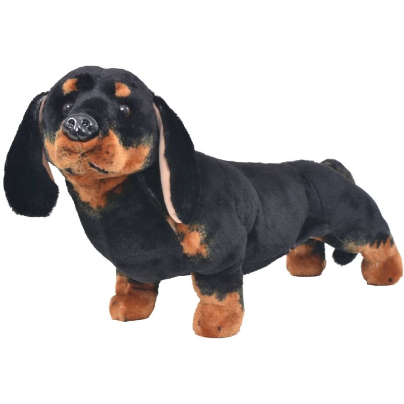 

vidaXL Perro salchicha de peluche de pie negro XXL - Negro