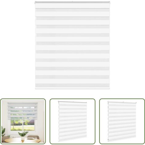 vidaXL Persiana cebra -  Estor cebra blanco 135x100 cm tejido ancho 130,9 cm poliéster
