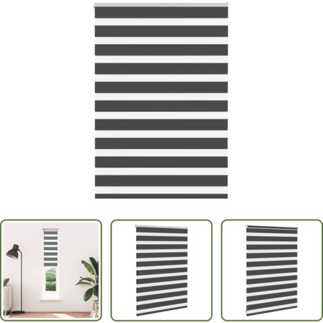 vidaXL Persiana con cadena -  Estor cebra negro 115x100 cm tejido ancho 110,9 cm poliéster