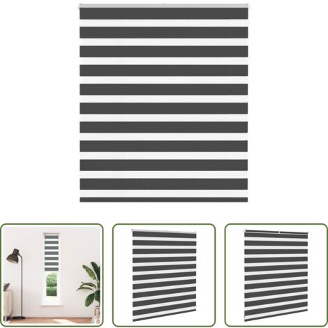 vidaXL Persiana con cadena -  Estor cebra negro 120x100 cm tejido ancho 115,9 cm poliéster