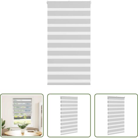 vidaXL Persiana de tela -  Estor cebra gris claro 80x100cm tejido ancho 75,9 cm poliéster