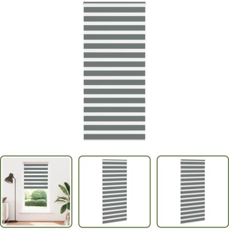 vidaXL Persiana de tela -  Estor cebra gris oscuro tejido ancho 100,9 cm poliéster