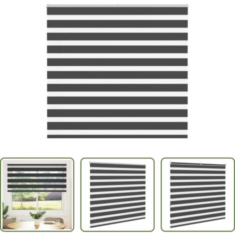 vidaXL Persiana de tela -  Estor cebra negro 160x150 cm tejido ancho 155,9 cm poliéster
