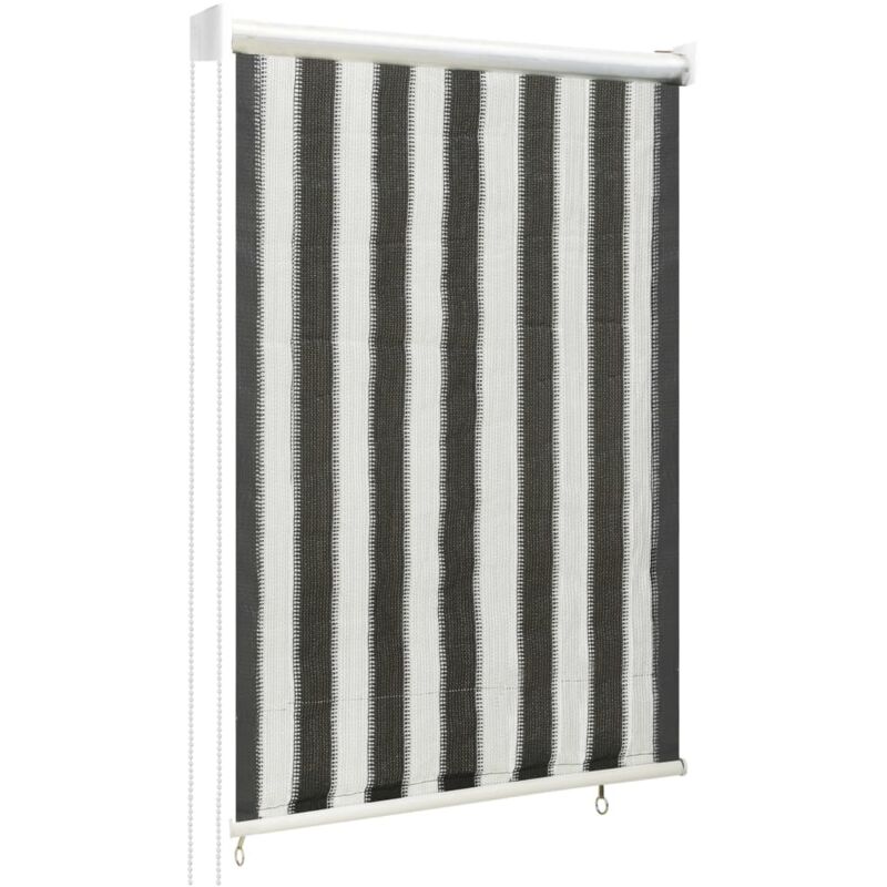 

vidaXL Persiana enrollable 80x140 cm a rayas gris antracita y blanca - Antracita