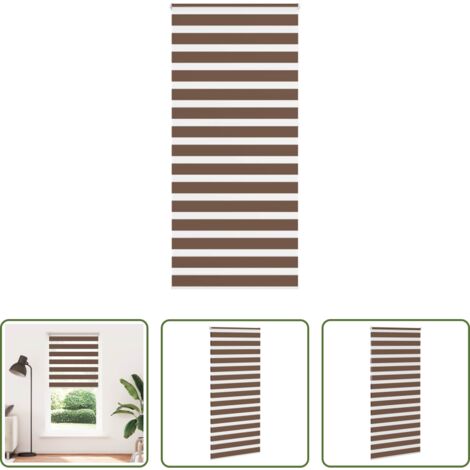 vidaXL Persiana enrollable -  Estor cebra marrón 105x230 cm tejido ancho 100,9 cm poliéster