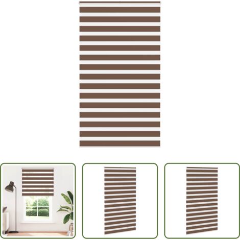 vidaXL Persiana enrollable -  Estor cebra marrón 125x200 cm tejido ancho 120,9 cm poliéster