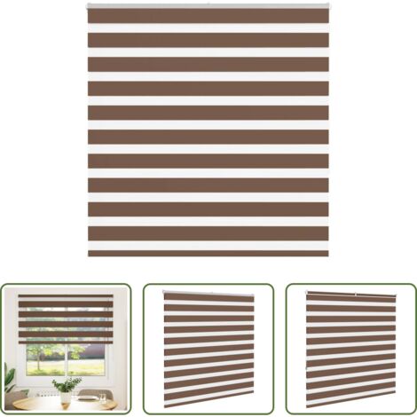 vidaXL Persiana enrollable -  Estor cebra marrón 140x150 cm tejido ancho 135,9 cm poliéster