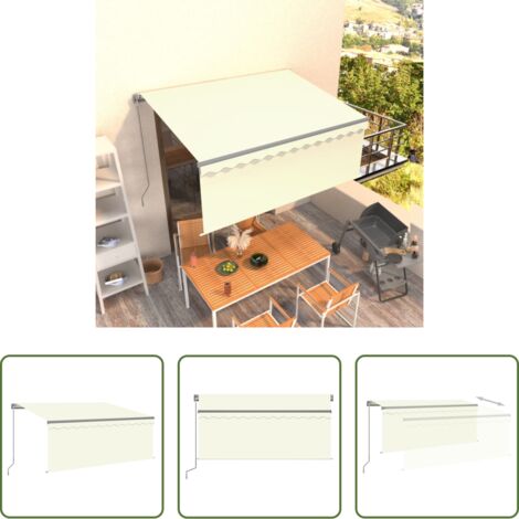vidaXL Persiana -  Toldo manual retráctil con persiana color crema 3x2,5m