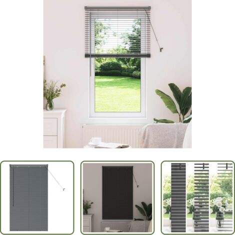 vidaXL Persianas de acero -  Persianas venecianas Manual Gris oscuro 130 x 75 cm Aluminio