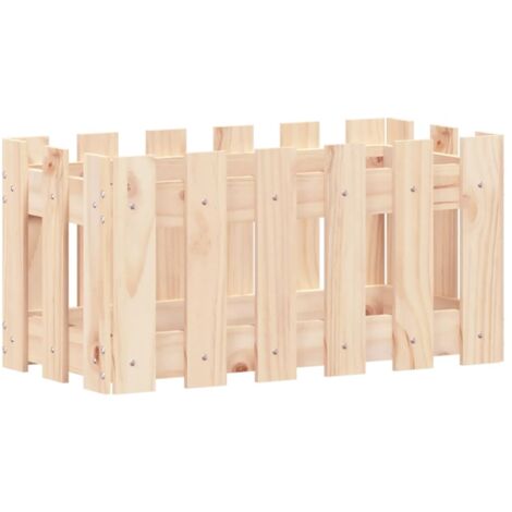 vidaXL Pflanzkasten mit Zaun-Design 60x30x30 cm aus Fichtenholz
