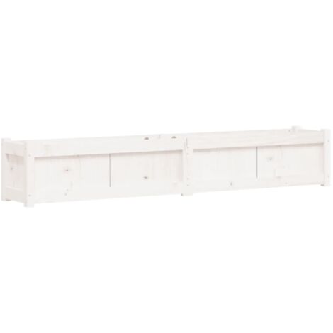 vidaXL Pflanzkasten weiß 180x31x31 cm aus massivem Kiefernholz