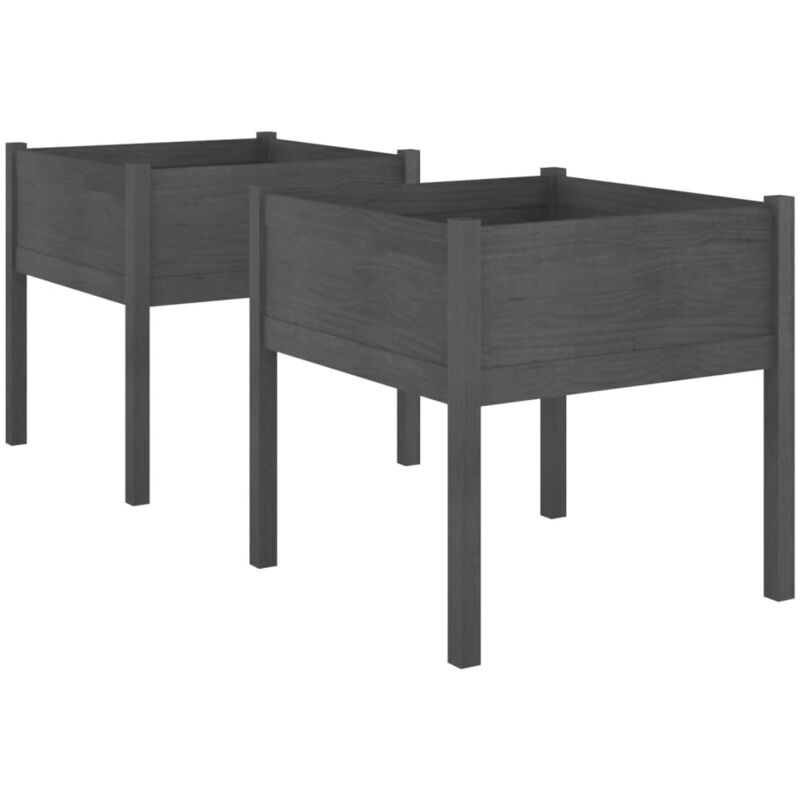Pflanzkübel 2 Stk. Grau 70x70x70 Cm Massivholz Kiefer - Vidaxl