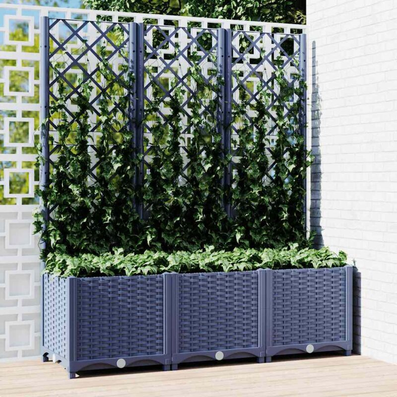 Vidaxl Pflanzkübel Mit Spalier Dunkelgrau 120x40x136 Cm Pp