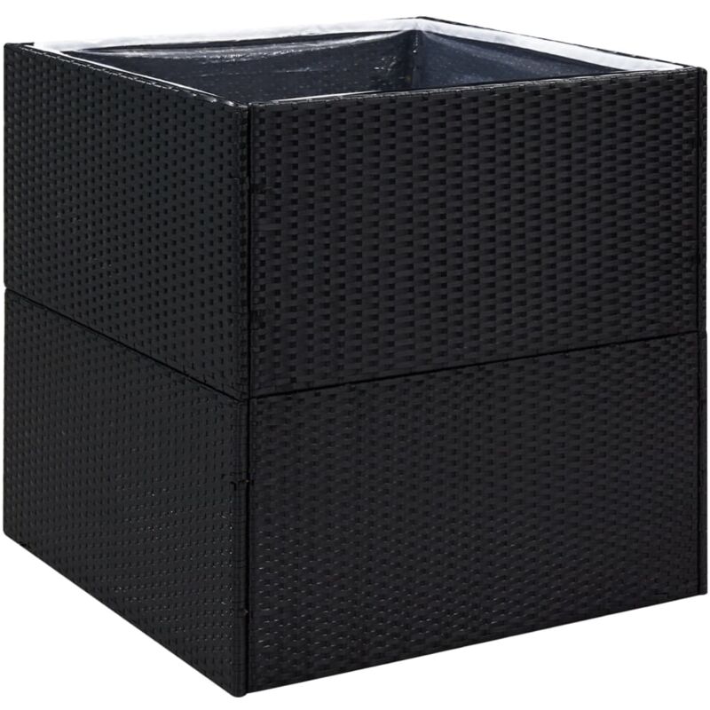 Pflanzkübel Schwarz 80x80x80 Cm Poly Rattan - Vidaxl