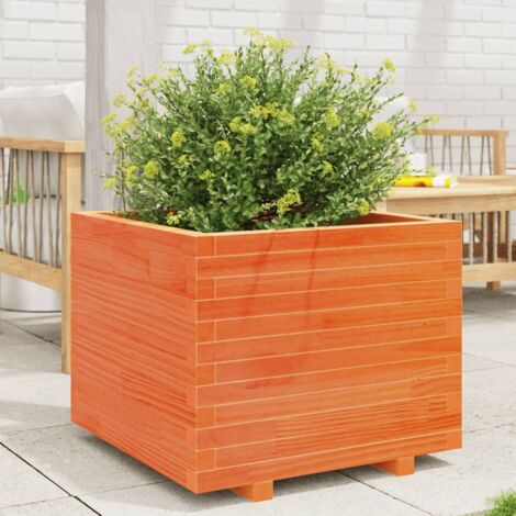 vidaXL Pflanzkübel Wachsbraun 60x60x49,5 cm aus massivem Kiefernholz