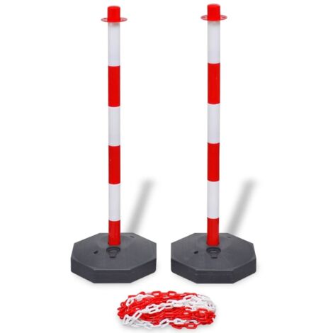 vidaXL Pfosten-Set mit Absperrkette 10 m Kunststoff