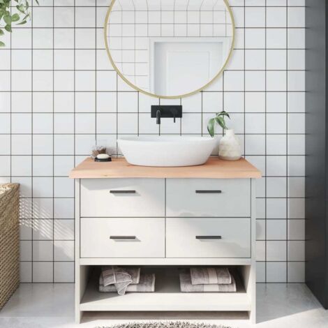 vidaXL Piano Bagno 100x50x(2-4) cm in Legno Massello Non Trattato