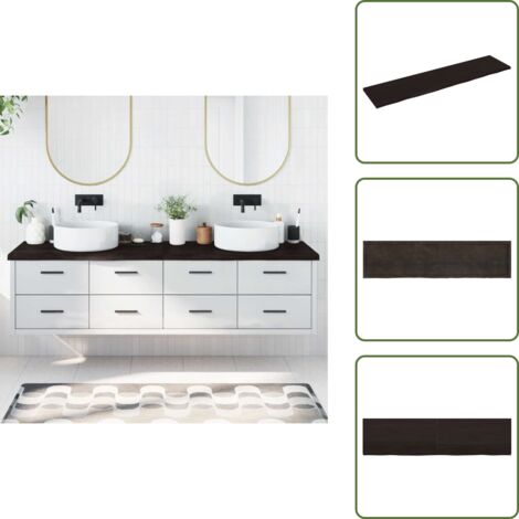 - vidaXL Piano Bagno Marrone Scuro 200x50x(2-4)cm Legno Trattato -