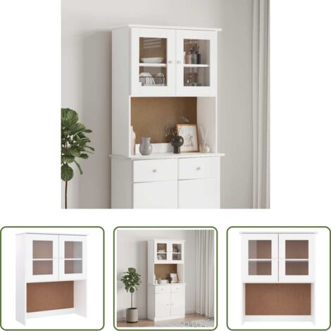vidaXL Piano comò in vetro -  Piano Comò ALTA Bianco 77x30x92 cm in Legno Massello di Pino