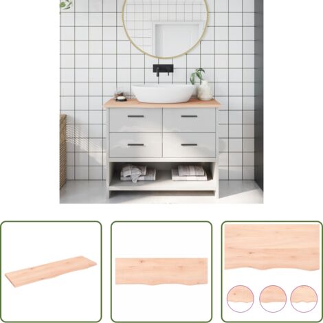 vidaXL Piano da bagno rovere -  Piano Bagno 100x30x2 cm in Legno Massello Non Trattato