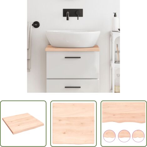 vidaXL Piano da bagno rovere -  Piano Bagno 40x40x2 cm in Legno Massello Non Trattato