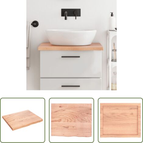 vidaXL Piano da bagno rovere -  Piano Bagno Marrone 60x50x(2-4) cm Legno Massello Trattato