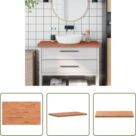 vidaXL Piano d'appoggio per bagno - Piano Bagno 100x60x4 cm in Legno Massello di Faggio