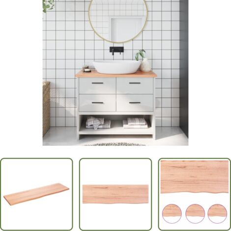vidaXL Piano in legno massello -  Piano Bagno Marrone Chiaro 100x30x2 cm Legno Massello Trattato
