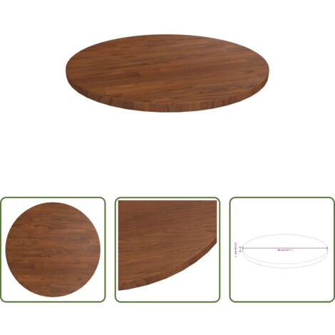 vidaXL Piano in legno massello -  Piano Tavolo Rotondo Marrone Scuro Ø40x1,5 cm Rovere Trattato