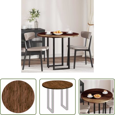 vidaXL Piano in legno -  Piano del tavolo Marrone Scuro Ø 90 x 2,5 cm