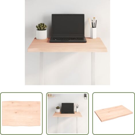vidaXL Piano in Legno -  Piano per Tavolo 60x40x2 cm in Rovere Non Trattato Bordi Vivi