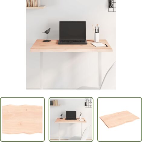 vidaXL Piano in Legno -  Piano per Tavolo 80x60x2 cm in Rovere Non Trattato Bordi Vivi