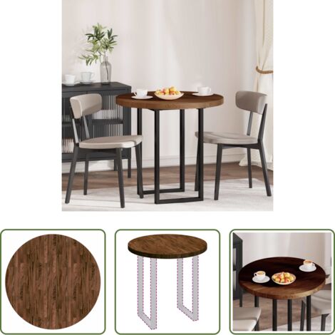 vidaXL Piano in rovere -  Piano del tavolo Marrone Scuro Ø 80 x 4 cm