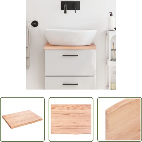 vidaXL Piano per bagno -  Piano Bagno Marrone Chiaro 40x30x2 cm Legno Massello Trattato