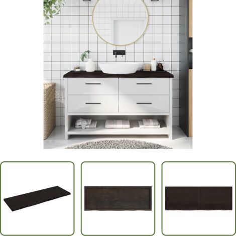 vidaXL Piano per bagno -  Piano Bagno Marrone Scuro 140x50x(2-4)cm Legno Trattato