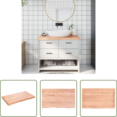 vidaXL Piano per il bagno - Piano Bagno Marrone 100x60x(2-6) cm Legno Massello Trattato