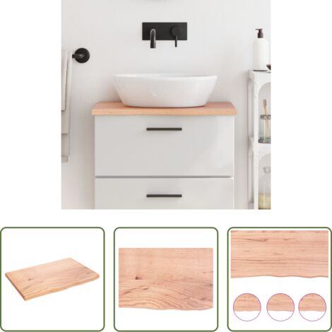 vidaXL Piano per il bagno -  Piano Bagno Marrone Chiaro 60x40x2 cm Legno Massello Trattato