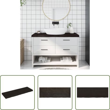vidaXL Piano per il bagno -  Piano Bagno Marrone Scuro 120x40x(2-6)cm Legno Trattato