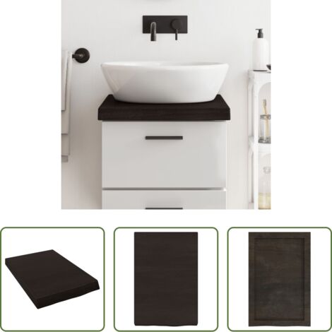 vidaXL Piano per il bagno -  Piano Bagno Marrone Scuro 40x30x(2-6)cm Legno Massello Trattato