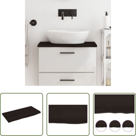 vidaXL Piano per il bagno -  Piano Bagno Marrone Scuro 60x30x2 cm Legno Massello Trattato