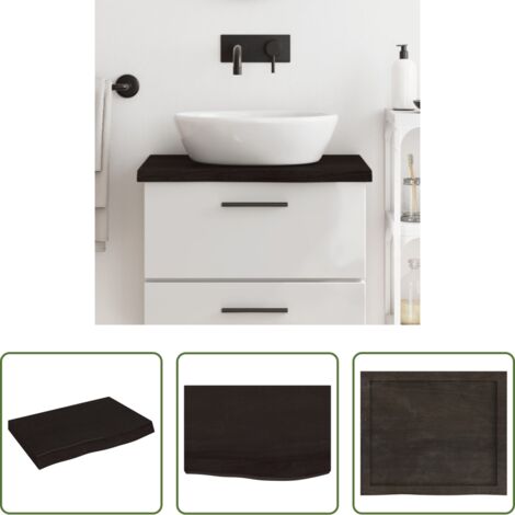 vidaXL Piano per il bagno -  Piano Bagno Marrone Scuro 60x50x(2-4)cm Legno Massello Trattato
