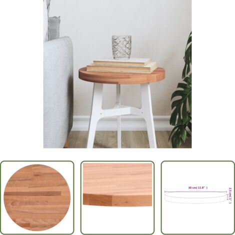 vidaXL Piano per tavolo -  Piano per Tavolo Ø30x2,5 cm Rotondo in Legno Massello di Faggio