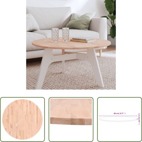 vidaXL Piano per tavolo -  Piano per Tavolo Ø80x1,5 cm Rotondo in Legno Massello di Faggio