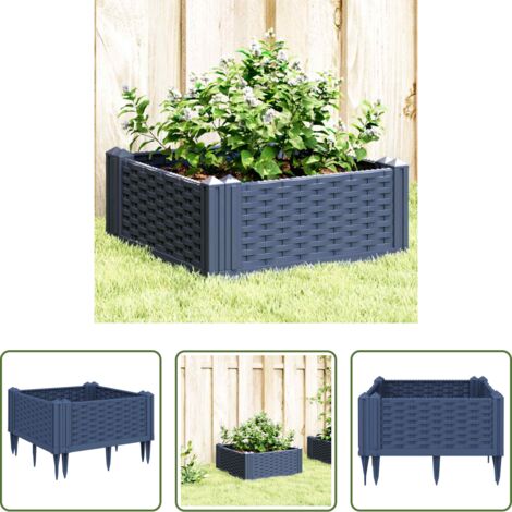 vidaXL Piante da giardino -  Fioriera Giardino con Picchetti Grigio Blu 42,5x42,5x28,5 cm PP