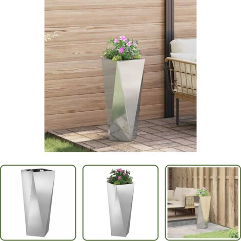 vidaXL Piante esterne -  Fioriera Argento 30 x 30 x 75 cm Acciaio zincato