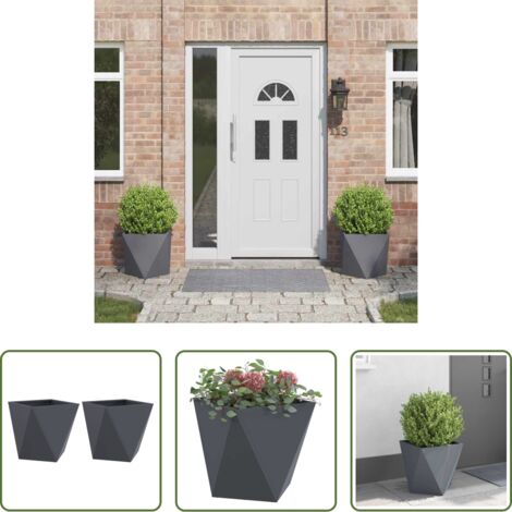 vidaXL Piante -  Fioriera 2 pcs Antracite 40 x 40 x 40 cm Acciaio