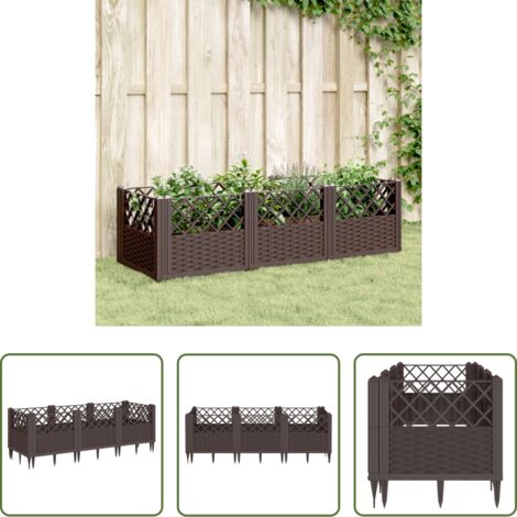 vidaXL Piante -  Fioriera da Giardino con Picchetti Marrone 123,5x43,5x43,5cm PP