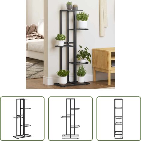 vidaXL Piante in casa -  Piedistallo per Piante a 5 Piani 43x22x98 cm in Metallo Nero